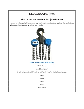 Chain Pulley Block With Trolley | Loadmate.in