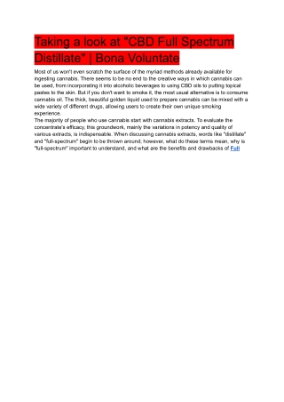 Taking a look at _Full Spectrum Distillate_ _ Bona Voluntate