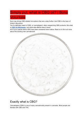 Simply put, what is CBG oil_ _ Bona Voluntate