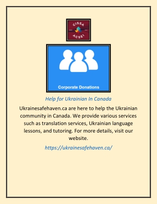 Help for Ukrainian In Canada