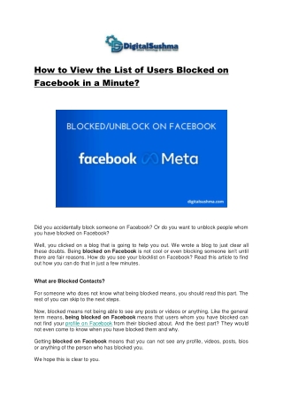 How to View the List of Users Blocked on Facebook in a Minute?