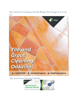 Tile And Grout Cleaning Oakville Brings The Change You Look For