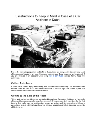 5 instructions to Keep in Mind in Case of a Car Accident in Dubai