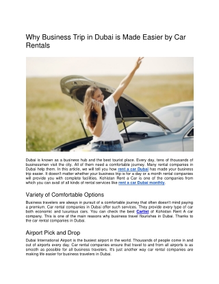 Why Business Trip in Dubai is Made Easier by Car Rentals