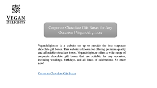 Corporate Chocolate Gift Boxes for Any Occasion | Vegandelights.se