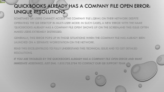 An easy way to resolve QuickBooks already has a company file open issue