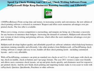 Speed Up Check Writing And Cut Cost