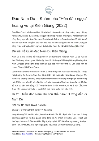 Cam Nang Tham Quan Dao Nam Du Kien Giang 52hz