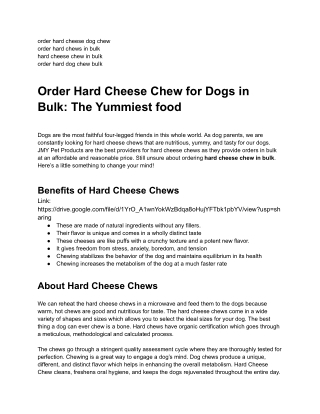 Order Hard Cheese Chew for Dogs in Bulk: The Yummiest food