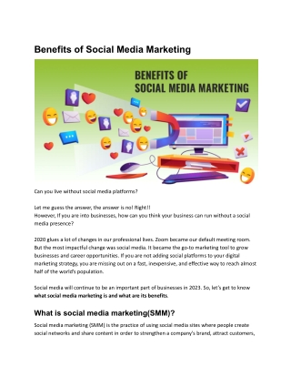 Benefits of Social Media Marketing