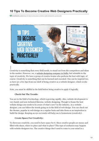 10 Tips To Become Creative Web Designers Practically