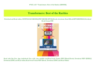 #^R.E.A.D.^ Transformers Best of the Rarities [EBOOK]