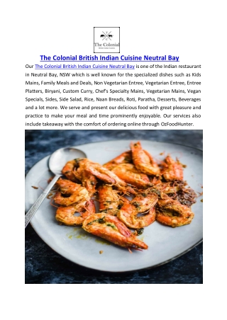 5% off - The Colonial British Indian Cuisine Neutral Bay, NSW
