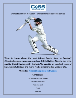 Cricket Equipment in Sweden | Cricketonlinestoresweden.com.se