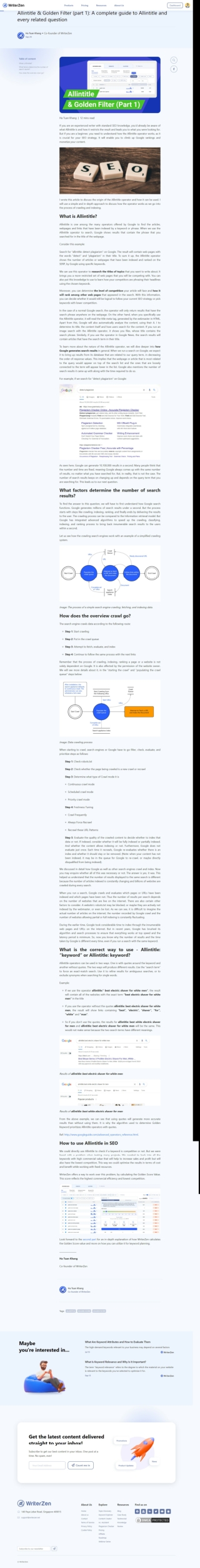 WriterZen - Allintitle & Golden Filter (part 1) A complete guide to Allintitle and every related question