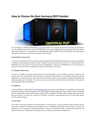 How to Choose the Best Germany RDP Provider