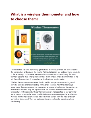 What is a wireless thermometer and how to choose them