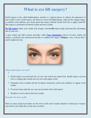 What is eye lift surgery?