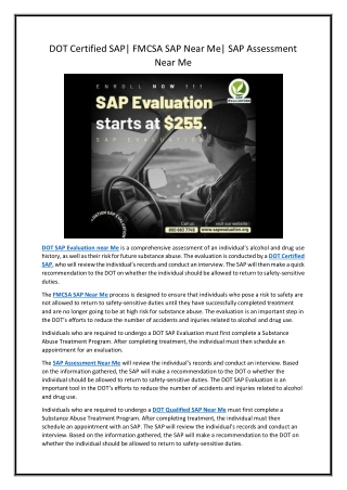 DOT Certified SAP| FMCSA SAP Near Me| SAP Assessment Near Me
