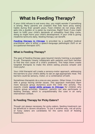 What Is Feeding Therapy