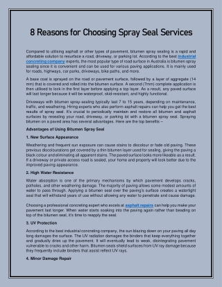 8 Reasons for Choosing Spray Seal Services
