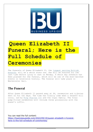 Queen Elizabeth II Funeral; Here is the Full Schedule of Ceremonies