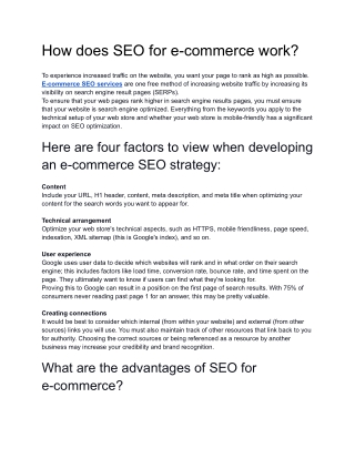 How does SEO for e-commerce work?