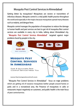 Mosquito Pest Control Services in Ahmedabad