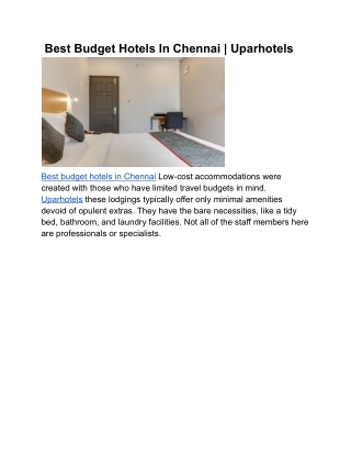 Best Budget Hotels In Chennai _ Uparhotels