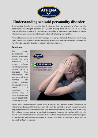 Understanding schizoid personality disorder