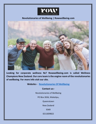Revolutionaries of Wellbeing | Rowwellbeing.com