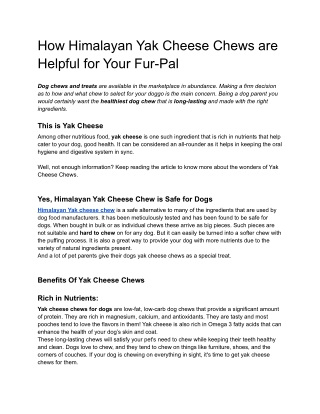 How Himalayan Yak Cheese Chews are Helpful for Your Fur-Pal