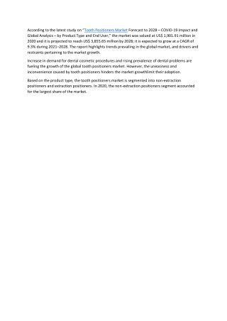 Tooth Positioners Market