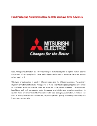 Food Packaging Automation Here To Help You Save Time & Money