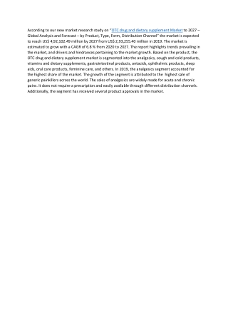 OTC drug and dietary supplement Market