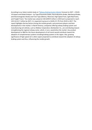 Railway Braking System Market