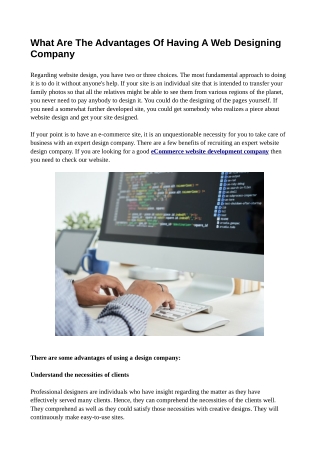 What Are The Advantages Of Having A Web Designing Company