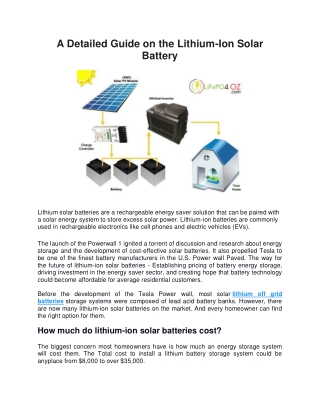 A Detailed Guide on the Lithium-Ion Solar Battery