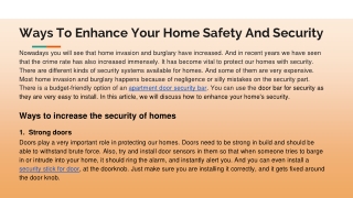 Ways To Enhance Your Home Safety And Security