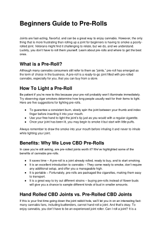 Beginners Guide to Pre-Rolls