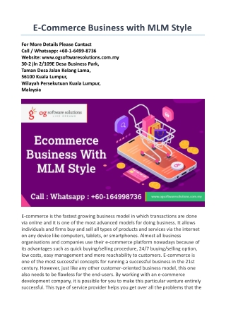 E-Commerce Business with MLM Style