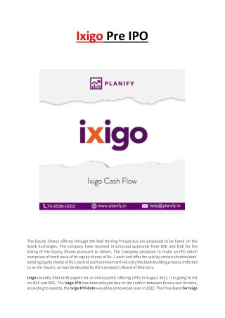 Ixigo Pre IPO