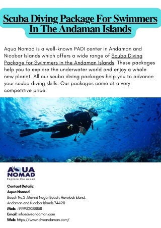 Scuba Diving Package For Swimmers In The Andaman Islands