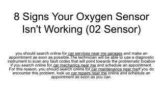 8 Signs Your Oxygen Sensor Isn't Working (02 Sensor)