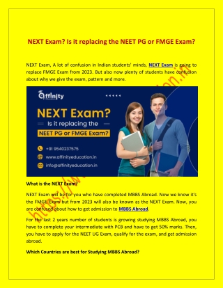 NEXT Exam? Is it replacing the NEET PG or FMGE Exam?