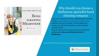Why should you choose a Melbourne specialist bond cleaning company