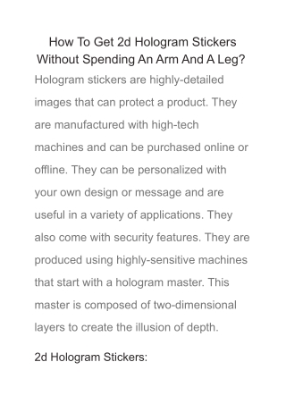 How To Get 2d Hologram Stickers Without Spending An Arm And A Leg
