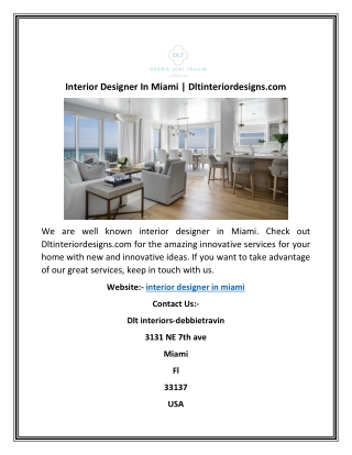 Interior Designer In Miami | Dltinteriordesigns.com