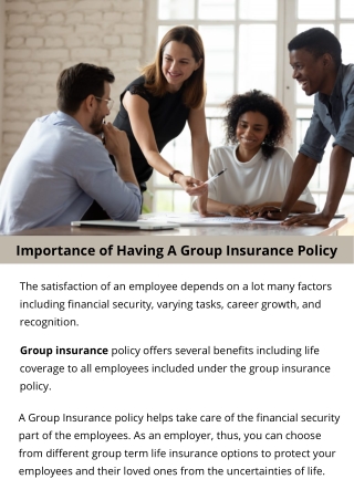 Importance of Having A Group Insurance Policy