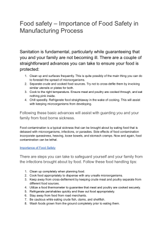 importance of food safety